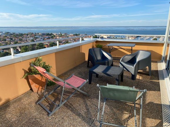 Appartement Plein Ciel - vue terrasse sur le Bassin d'Arcachon
